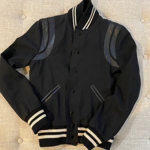 Saint Laurent Black Teddy Bomber Varsity Jacket
